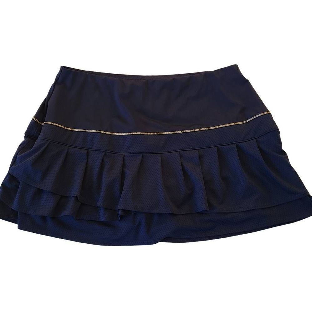 Lucky In Love Womens Navy Blue Ruffled Tennis Skort XL